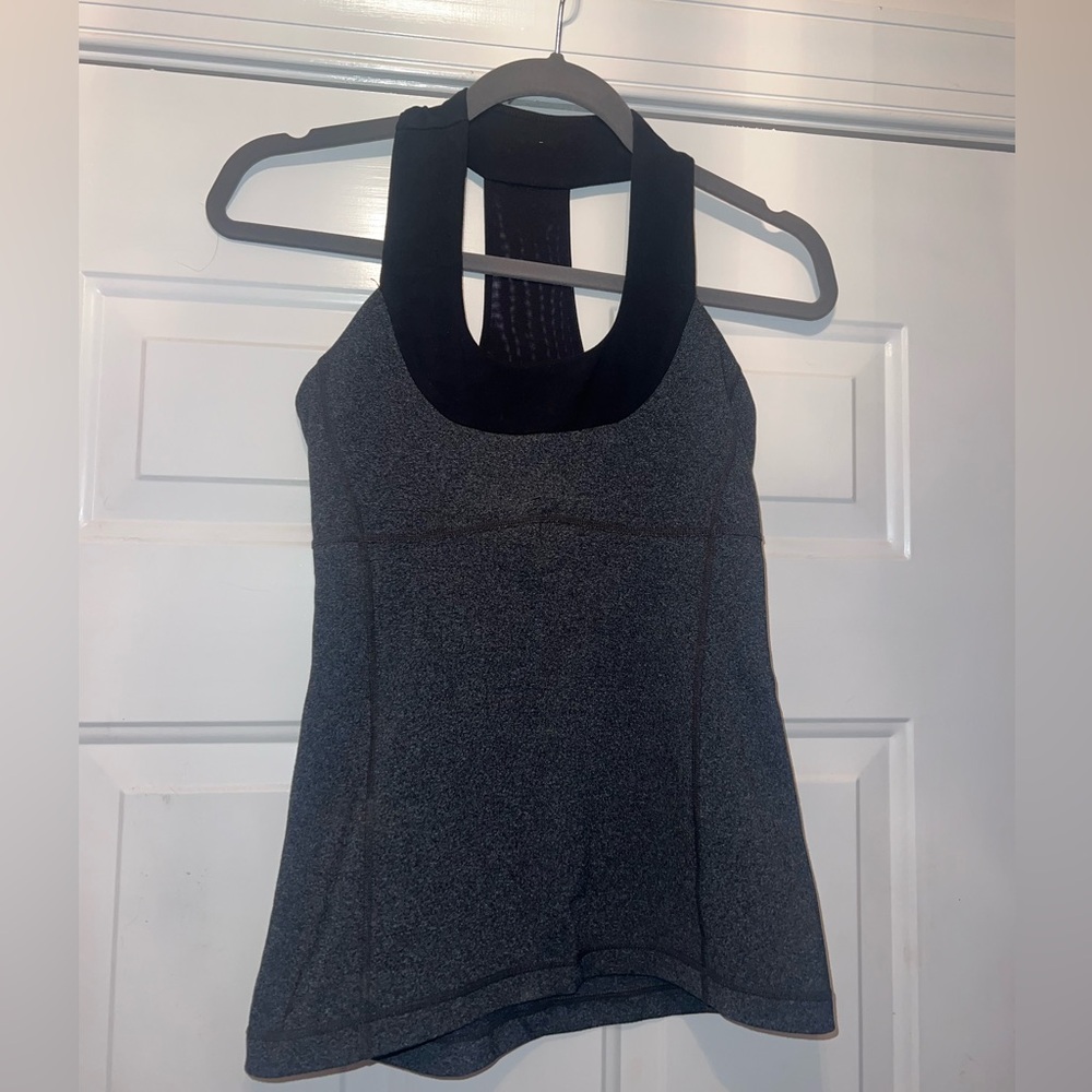 Lululemon Black & Gray Tank with Mesh Racer Back
